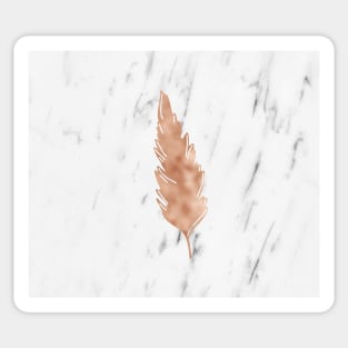 Rose gold feather on marble Sticker